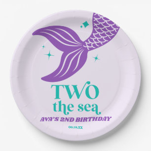 TWO The Sea Mermaid 2nd Second Birthday Party Paper Plate