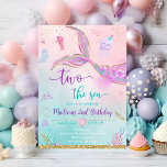 Two the Sea Mermaid Pink Purple 2nd Birthday Invitation<br><div class="desc">This adorable invitation features a colourful mermaid tail with faux gold glitter embellishments.</div>
