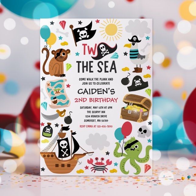 Two The Sea Pirate Ship 2nd Birthday Party Invitation (Creator Uploaded)