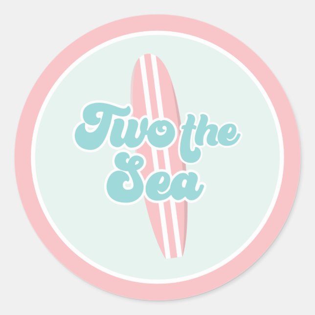 Two the sea Surf Beach 2nd Birthday Classic Round Sticker (Front)