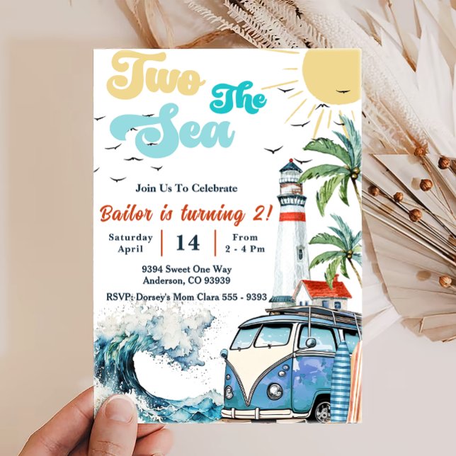 Two the Sea Surf Beach 2nd Birthday Invitation (Creator Uploaded)