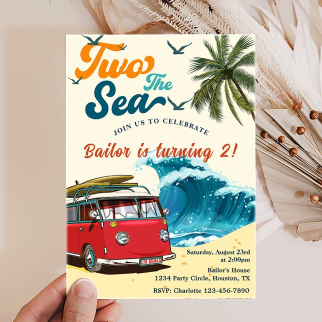 Two the Sea Surf Beach 2nd Birthday Invitation (Creator Uploaded)
