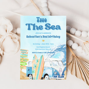 Two The Sea Surf Beach 2nd Birthday Invitation