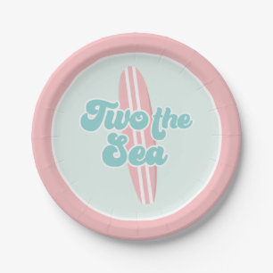 Two the sea Surf Beach 2nd Birthday Paper Plates