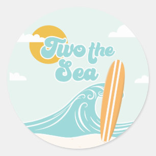 Two the Sea Surfing 2nd Birthday Classic Round Sticker