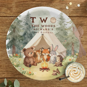 Two the Woods Happy Camper 2nd Birthday Paper Plate