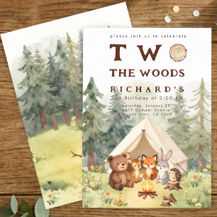 Two the Woods Happy Camper 2nd Birthday Party Invitation