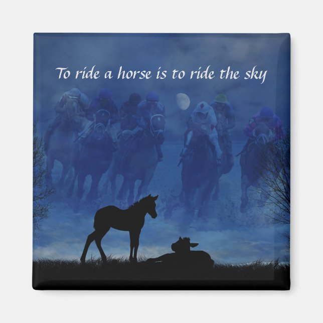 Two Thoroughbred Racehorse Foals Magnet (Front)