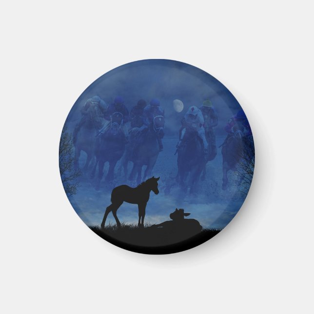 Two Thoroughbred Racehorse Foals Magnet (Front)