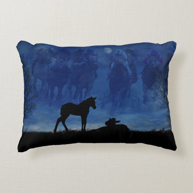 Two Thoroughbred Racehorse Foals Throw Pillow (Front)