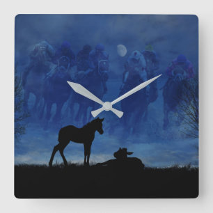 Two Thoroughbred Racehorse Foals Wall Clock
