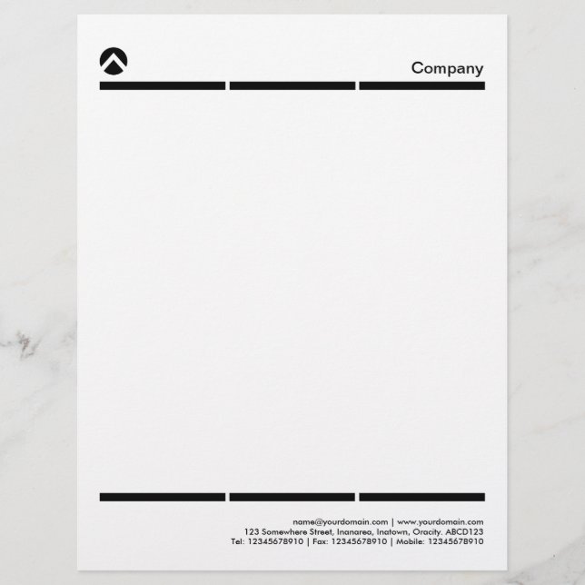 Two Three Section Lines Custom Letterhead (Front)