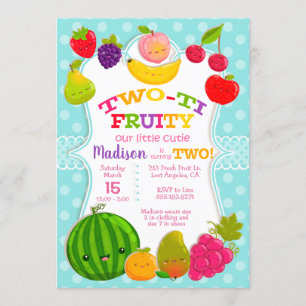 Two-ti Fruity - Girl's Second Birthday Party Invitation