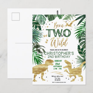TWO to be WILD Dinosaur Theme Birthday Party Postcard