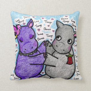 Two to Tango Hippos Cushion