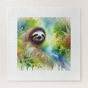 Two Toed Sloth 040924AREF136 - Watercolor Jigsaw Puzzle