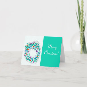 Two Tone Abstract Christmas Wreath Holiday Card