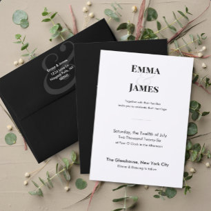 Two-Tone Black Ampersand Wedding Invitation   QR