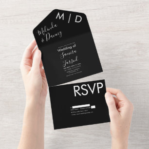 Two Tone Black Gold Typography All In One Invitation