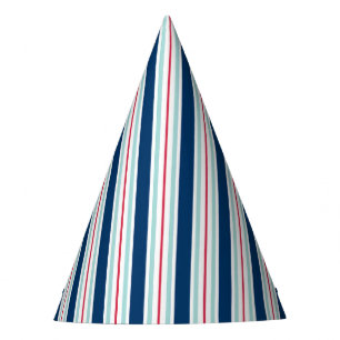 Two Tone Blue and Red Stripe Party Hat