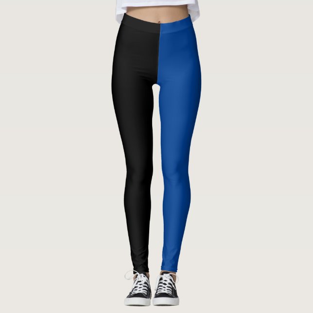 Two Tone Blue Black Halloween Leggings (Front)