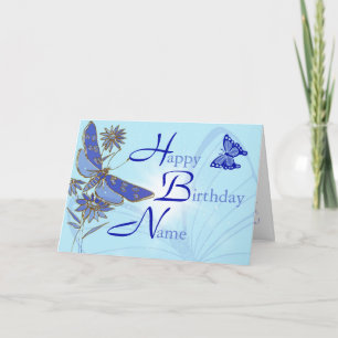 Two-tone Blue Butterfly Birthday Card
