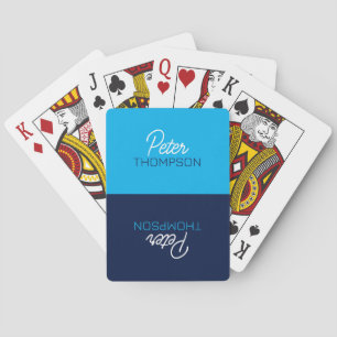 Two Tone Blue Playing Cards with Name 