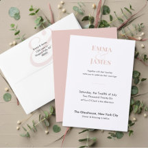 Two-Tone Blush Ampersand Wedding Invitation | QR