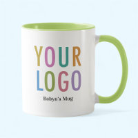 Two Tone Branded Mug Custom Logo & Name Lime Green