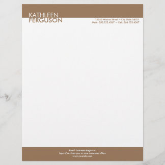 Two tone brown block border professional business personalized letterhead