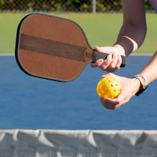 Two-Tone Brown Leather Texture Monogram Pickleball Paddle