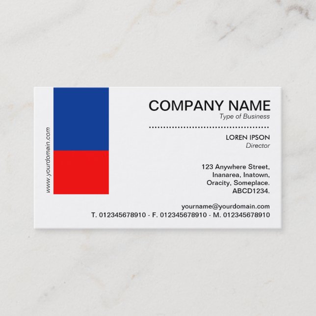 Two Tone Decor - Navy Blue and Red Business Card (Front)