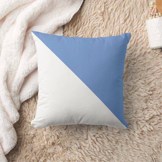 Two Tone Diagonal Cornflower Blue Throw Pillow (Blanket)