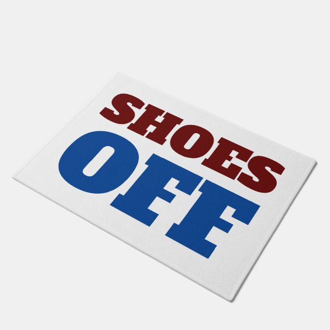 Two Tone Doormat - SHOE'S OFF (Angled)