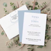 Two-Tone Dusty Blue Wedding Invitation | QR Code