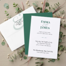 Two-Tone Emerald Ampersand Wedding Invitation | QR