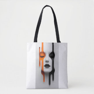 Two-Tone Face Tote Bag