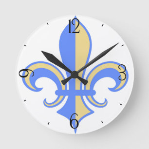 Two Tone Fleur-de-Lis Round Clock