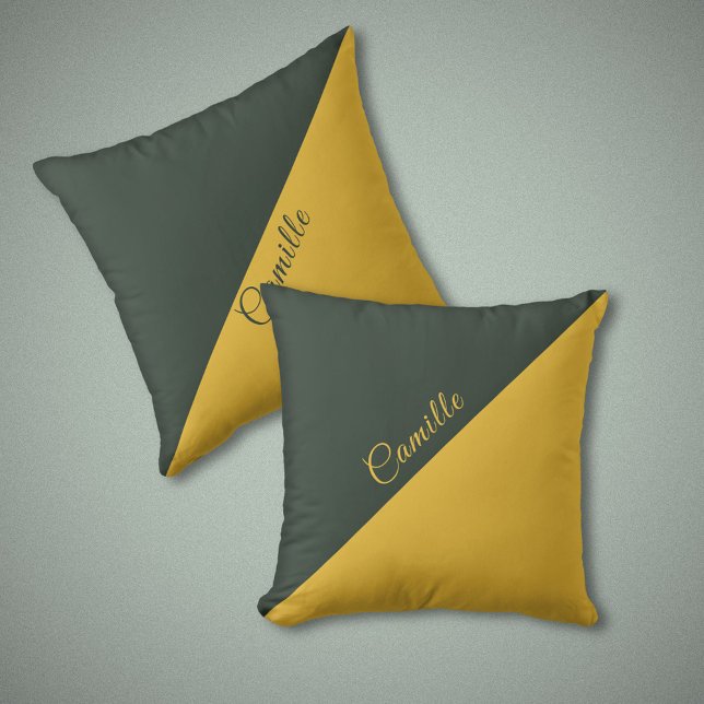 Two Tone Gold & Forest Green Monogram Pillow (Two Tone Gold & Forest Green Monogram Pillow)