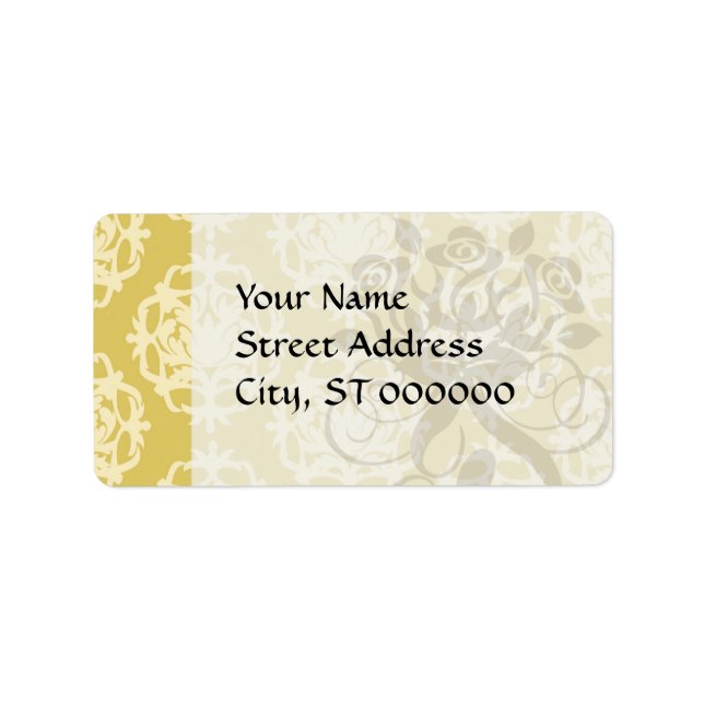 two tone gold royale damask pattern label (Front)