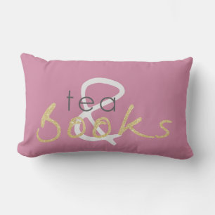 Two Tone Gold Sparkle Tea and Books Pillow