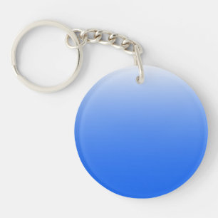 Two-tone gradient ombre electric blue key ring
