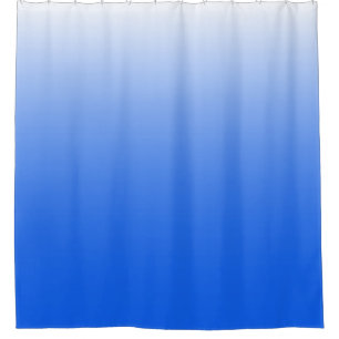 Two-tone gradient ombre electric blue shower curtain