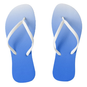 Two-tone gradient ombre electric blue thongs