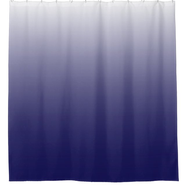 Two-tone gradient ombre navy blue shower curtain (Front)