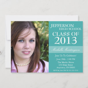 Two-Tone Graduation Invitations (Aqua)