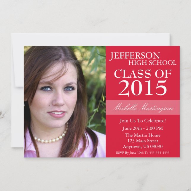 Two-Tone Graduation Invitations (Red) (Front)