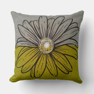 Two tone green and grey flower pillow