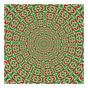 Two Tone Green And Red And White Christmas Mandala Photo Print