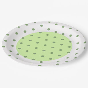 Two Tone Green Polka Dots  Paper Plate